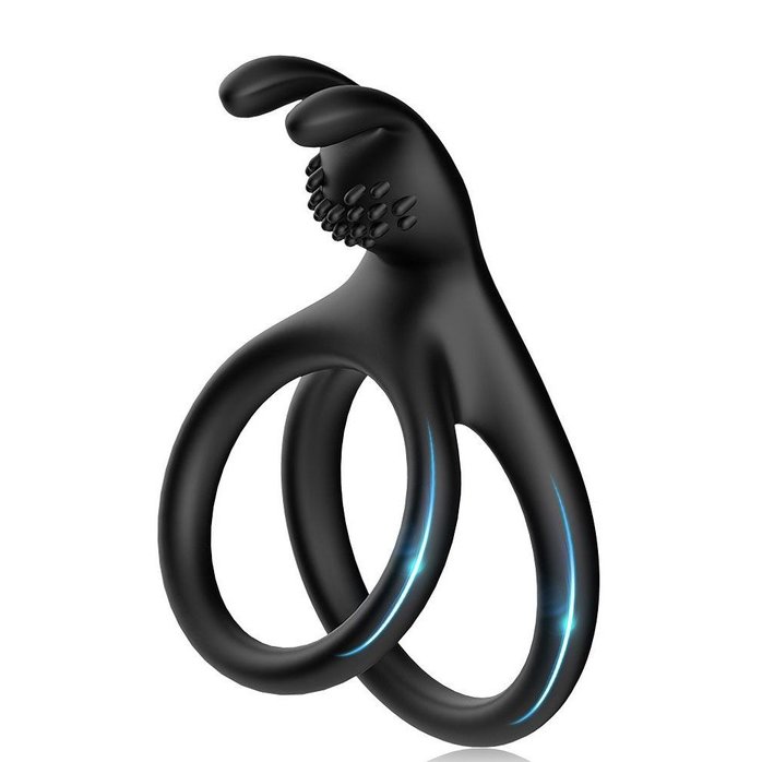Черное эрекционное кольцо с подхватом мошонки