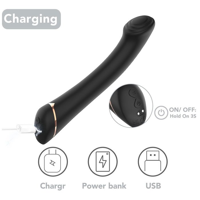 Черны вибратор для G-точки Gwand - 18,7 см. Фотография 2.