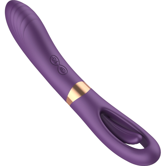 Фиолетовый двусторонний вибратор - 27 см. Фотография 6.