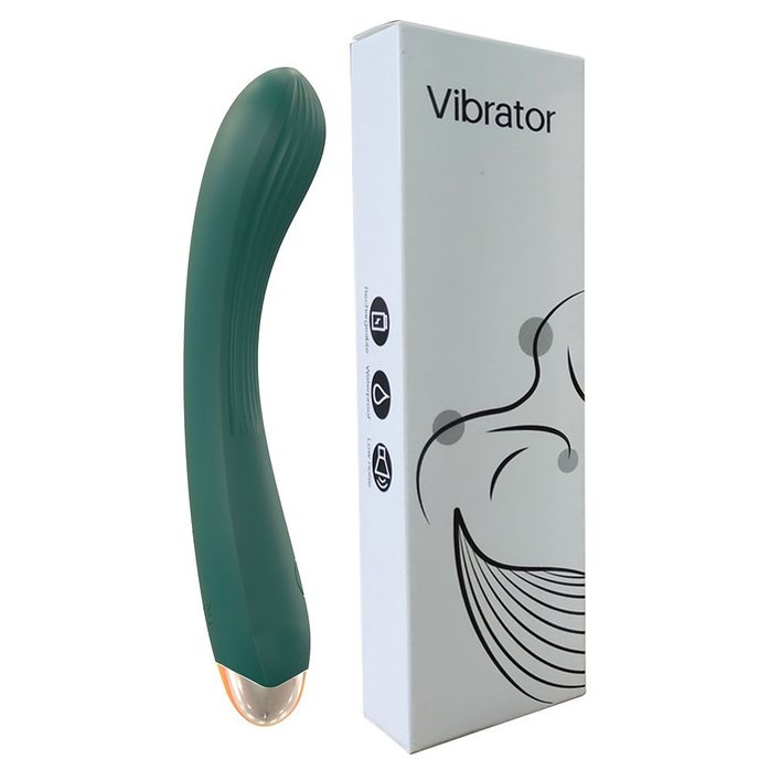 Зеленый вибратор для G-точки - 20 см. Фотография 2.
