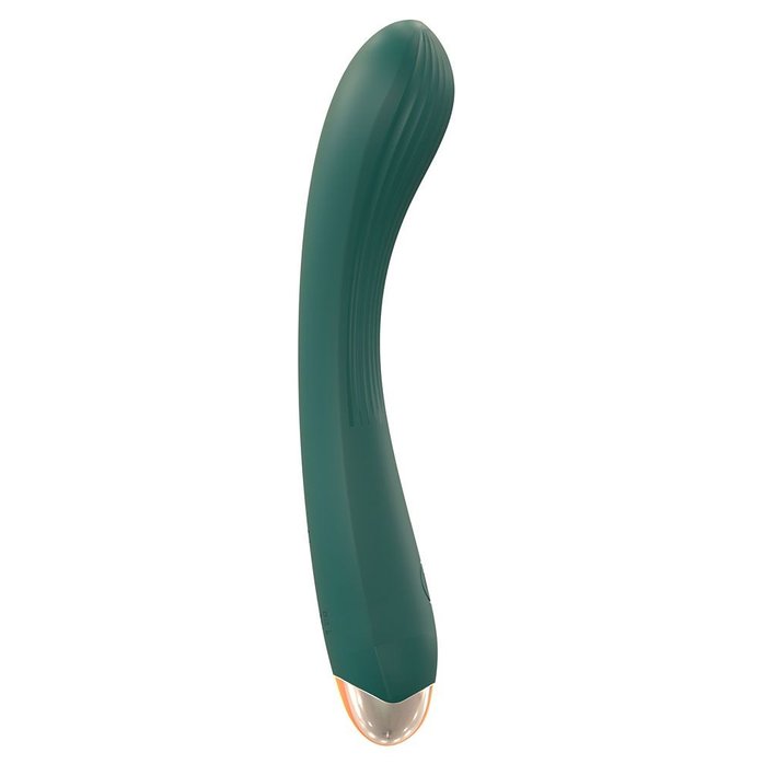 Зеленый вибратор для G-точки - 20 см
