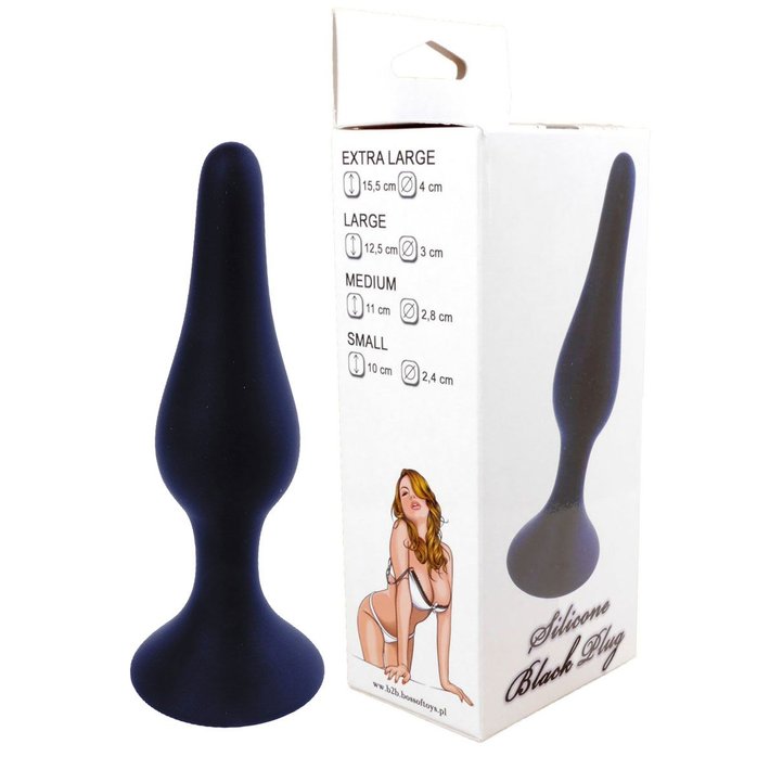 Черная анальная втулка на присоске - 11 см. Фотография 2.