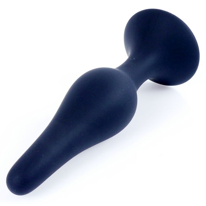 Черная анальная втулка на присоске - 11 см