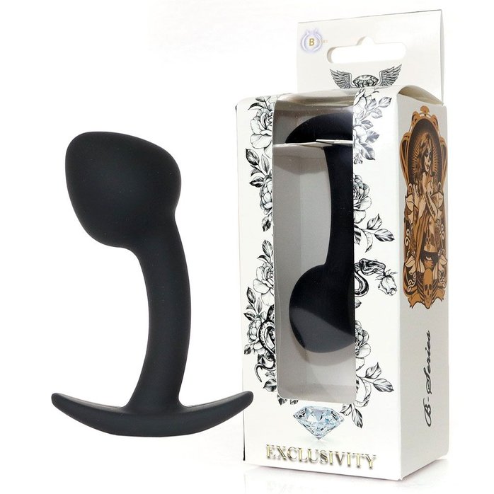 Черная анальная втулка Curved - 9 см