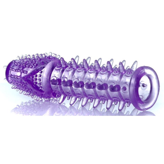 Фиолетовая закрытая насадка на пенис - 13,5 см. Фотография 2.