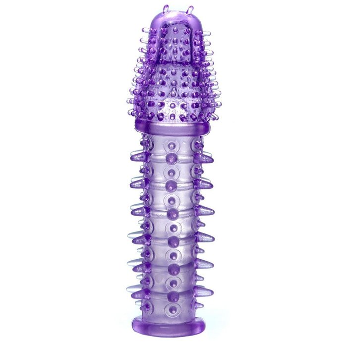 Фиолетовая закрытая насадка на пенис - 13,5 см