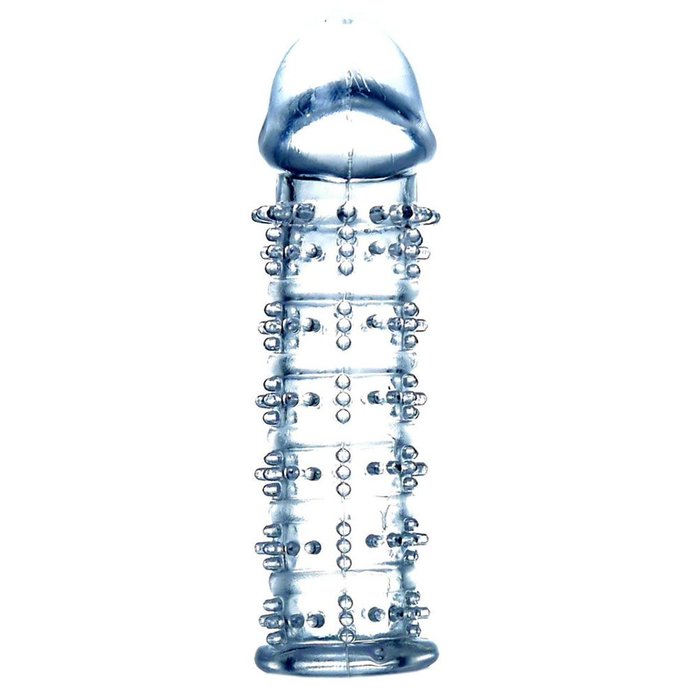 Прозрачная насадка на пенис с рельефом - 12 см. Фотография 2.