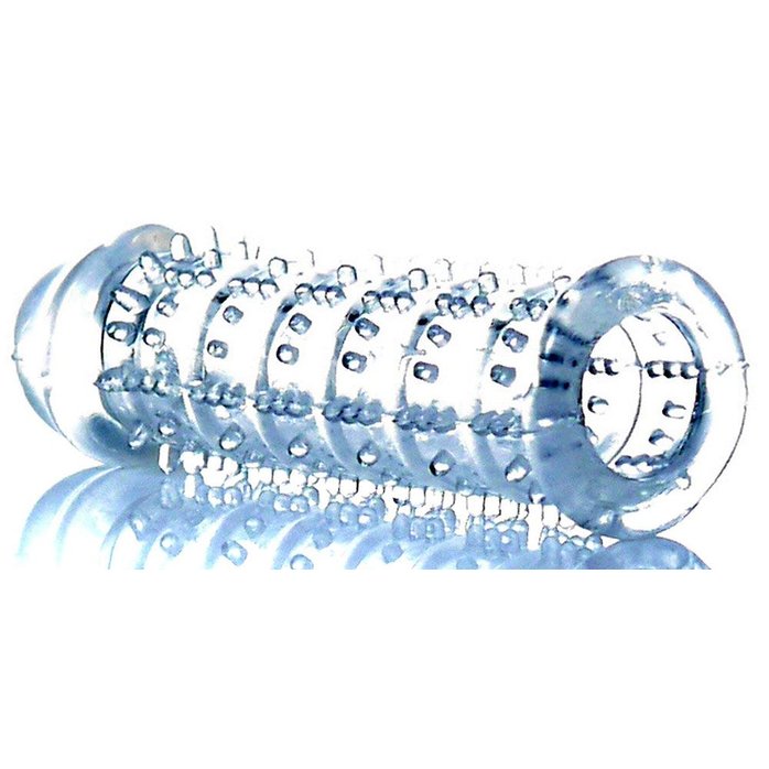 Прозрачная насадка на пенис с рельефом - 12 см. Фотография 3.