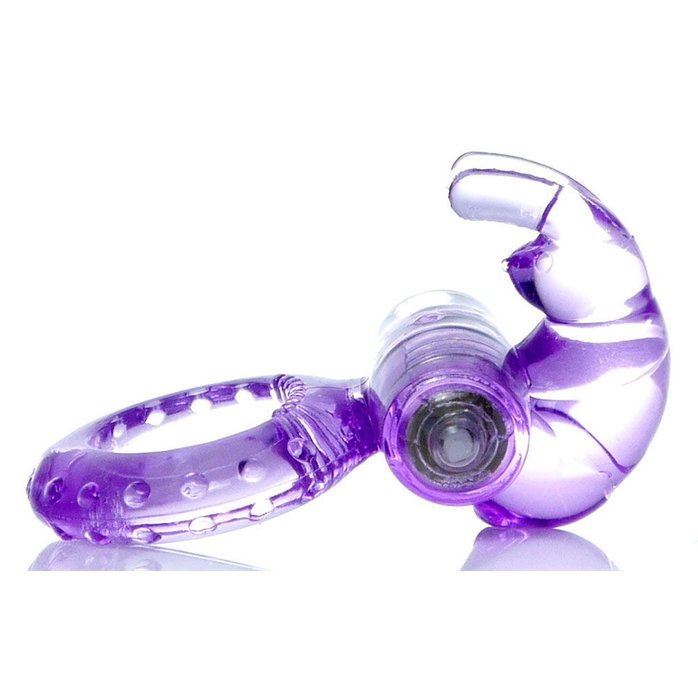 Сиреневое эрекционное виброкольцо с клиторальным зайчиком. Фотография 2.