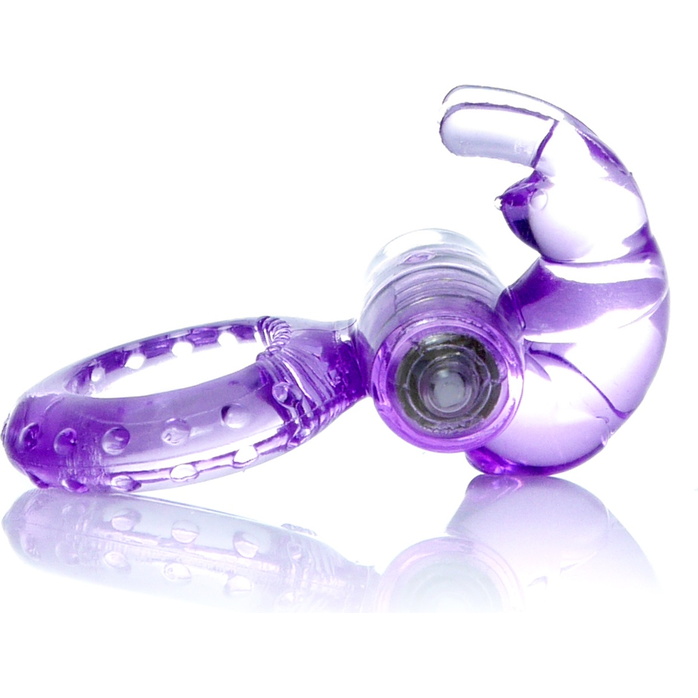 Сиреневое эрекционное виброкольцо с клиторальным зайчиком. Фотография 4.