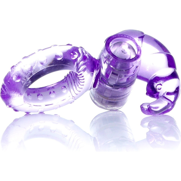 Сиреневое эрекционное виброкольцо с клиторальным зайчиком. Фотография 5.