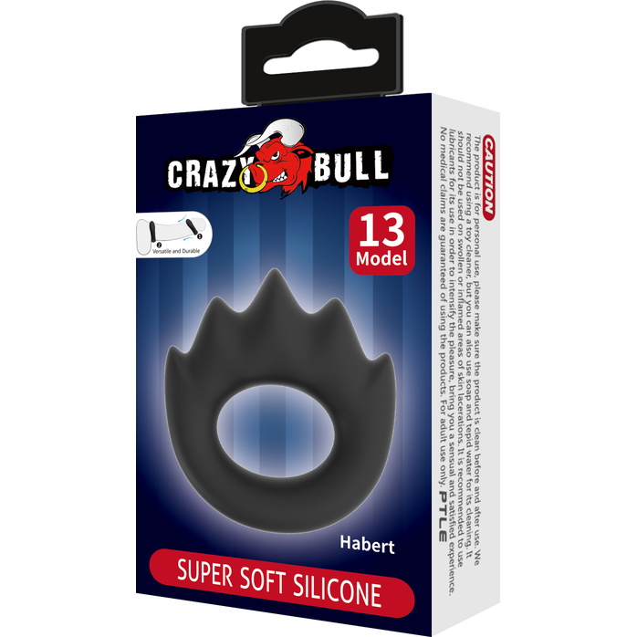 Черное эрекционное кольцо Habert - Crazy Bull. Фотография 7.