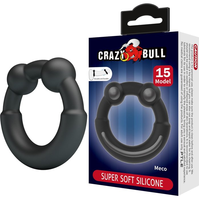 Черное эрекционное кольцо Meco - Crazy Bull. Фотография 3.