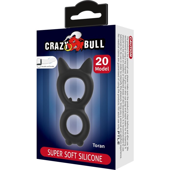 Черное двойное эрекционное кольцо Toran - Crazy Bull. Фотография 2.