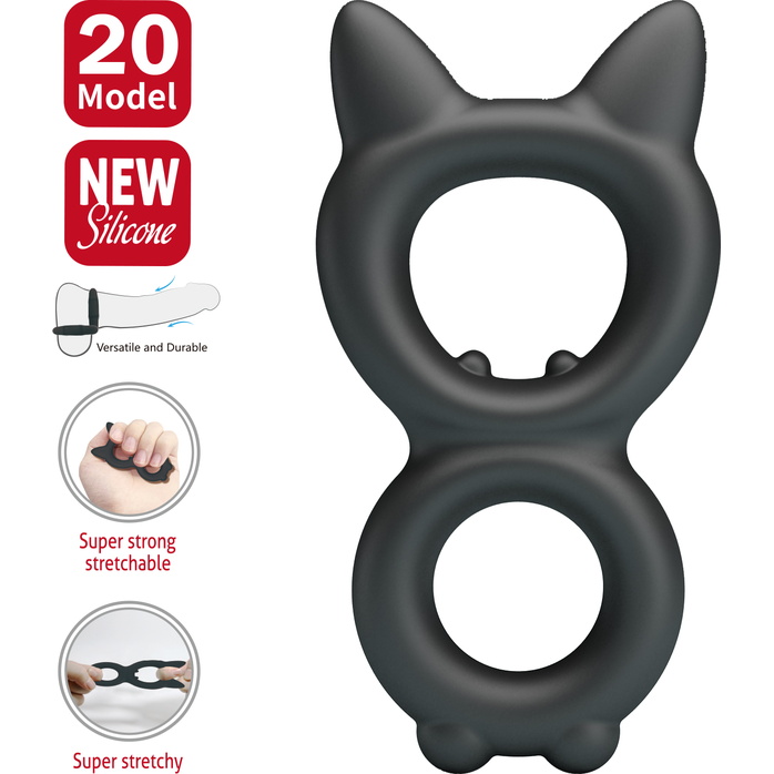 Черное двойное эрекционное кольцо Toran - Crazy Bull. Фотография 7.