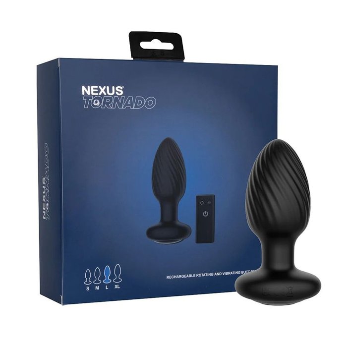 Черная анальная вибровтулка Nexus Tornado Large с функцией вращения. Фотография 5.