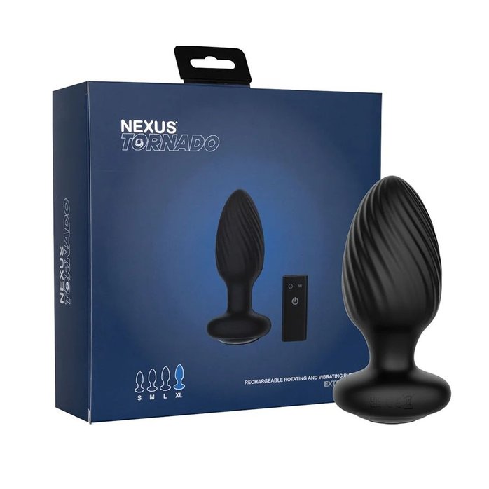 Черная анальная вибровтулка Nexus Tornado Extra Large с функцией вращения. Фотография 4.