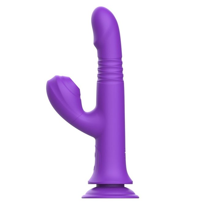 Фиолетовый вибратор-кролик на присоске - 23,8 см. Фотография 2.