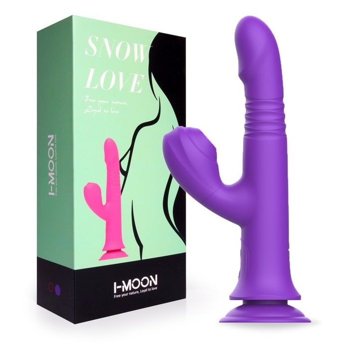 Фиолетовый вибратор-кролик на присоске - 23,8 см. Фотография 3.