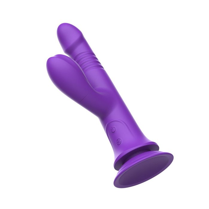 Фиолетовый вибратор-кролик на присоске - 23,8 см. Фотография 5.