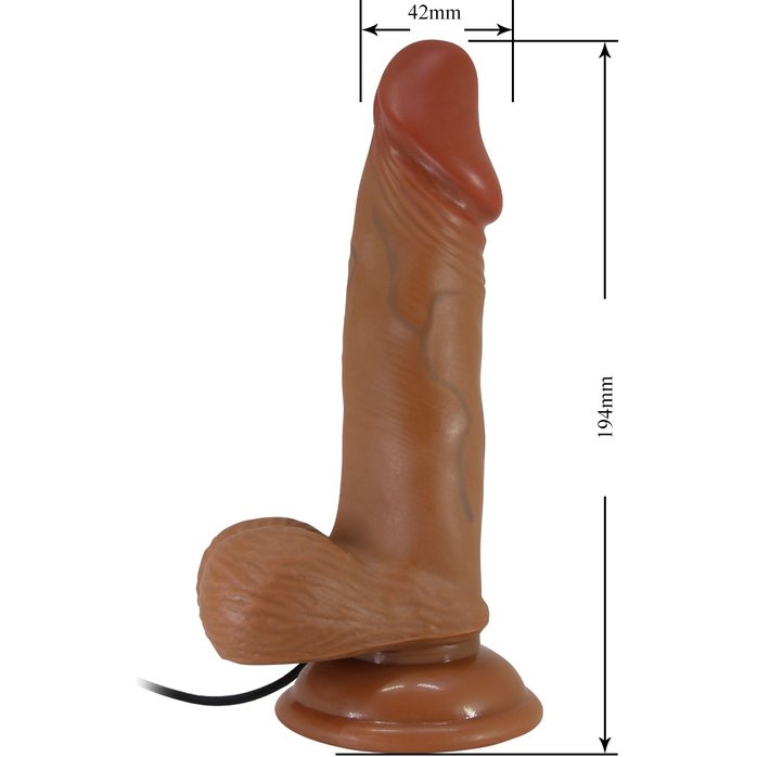 Темно-бежевый вибратор с подвижной кожей Zebulon - 19,4 см. Фотография 8.