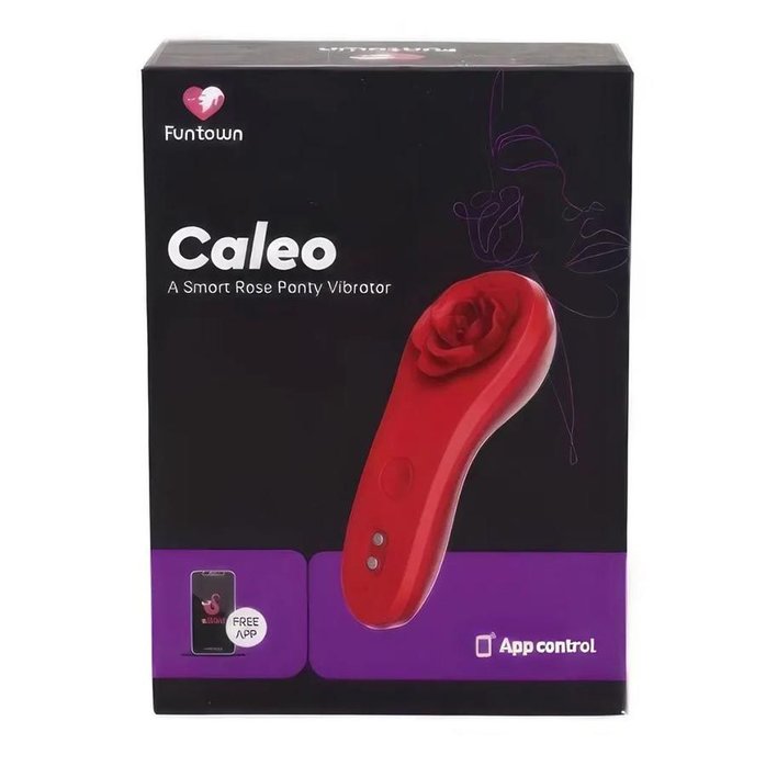Красный вибратор в трусики Funtown Caleo с магнитным держателем-розой. Фотография 12.