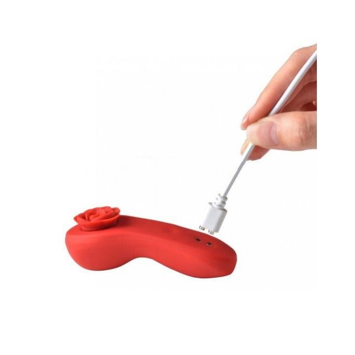 Красный вибратор в трусики Funtown Caleo с магнитным держателем-розой. Фотография 9.