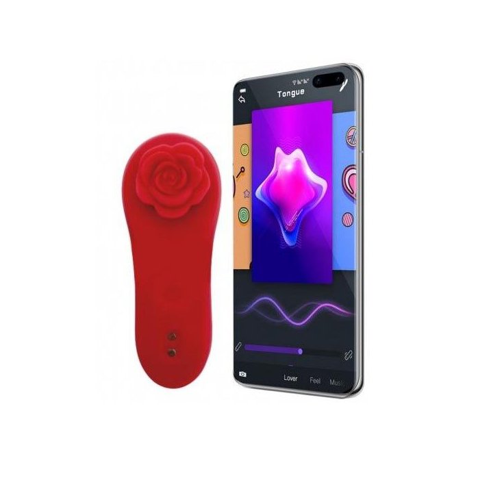 Красный вибратор в трусики Funtown Caleo с магнитным держателем-розой. Фотография 10.