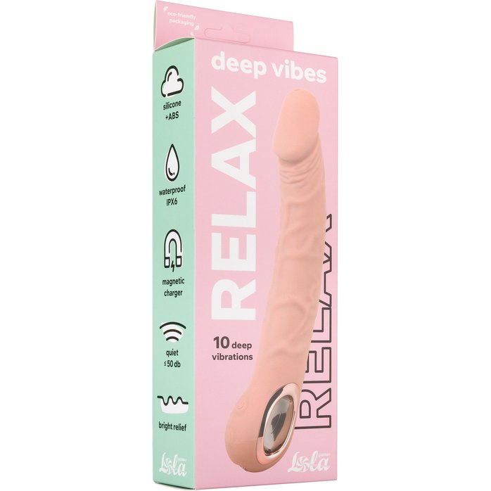 Телесный перезаряжаемый реалистичный вибратор Relax - 22 см - Deep Vibes. Фотография 5.