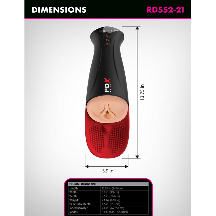 Телесный мастурбатор-вагина в черной колбе с вибрацией Fuck-O-Matic Pro XL - PDX Elite. Фотография 6.