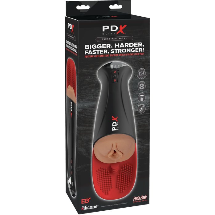 Мастурбатор-вагина в колбе с вибрацией Fuck-O-Matic Pro XL - PDX Elite. Фотография 5.