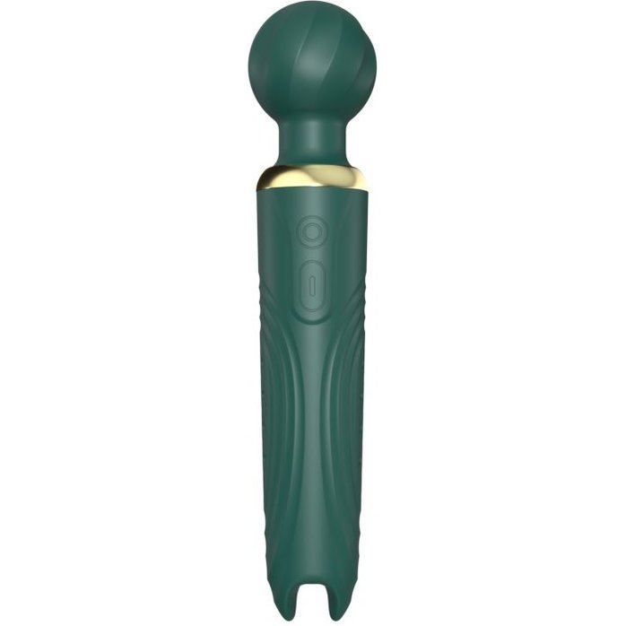 Зеленый двусторонний вибратор-wand Secwell - 22 см. Фотография 2.