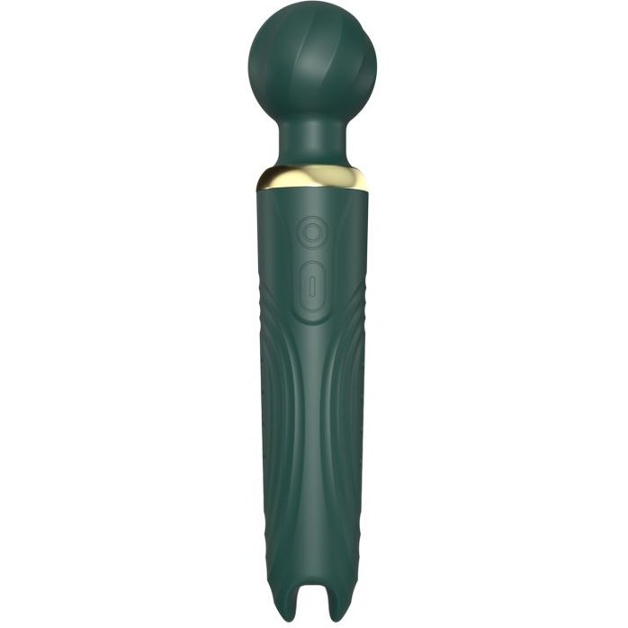 Зеленый двусторонний вибратор-wand Secwell - 22 см. Фотография 3.