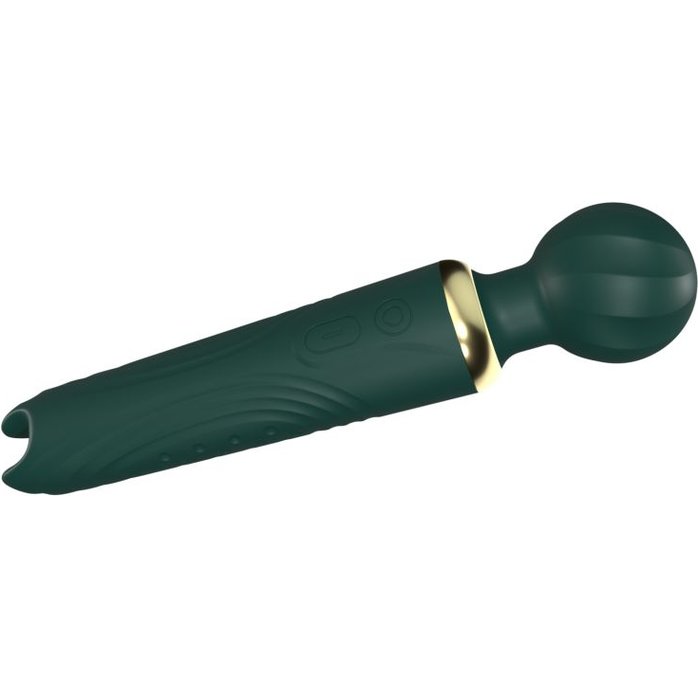 Зеленый двусторонний вибратор-wand Secwell - 22 см. Фотография 6.