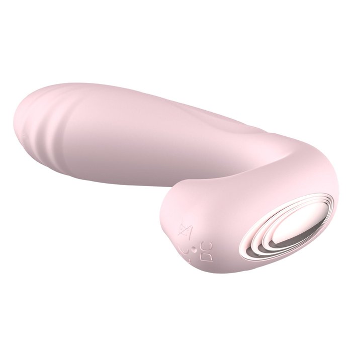 Нежно-розовый L-образный вибратор - 12,3 см. Фотография 2.