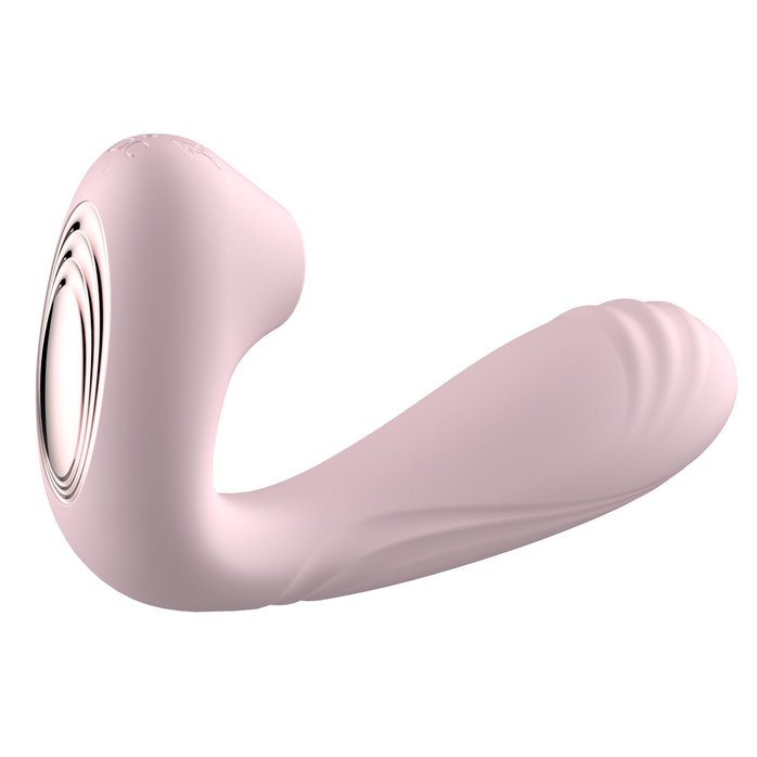 Нежно-розовый L-образный вибратор - 12,3 см