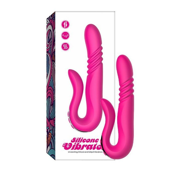 Розовый вибратор с ротацией - 23 см. Фотография 5.