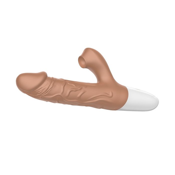 Телесный вибратор-кролик с функцией поступательных движений - 22,5 см. Фотография 3.