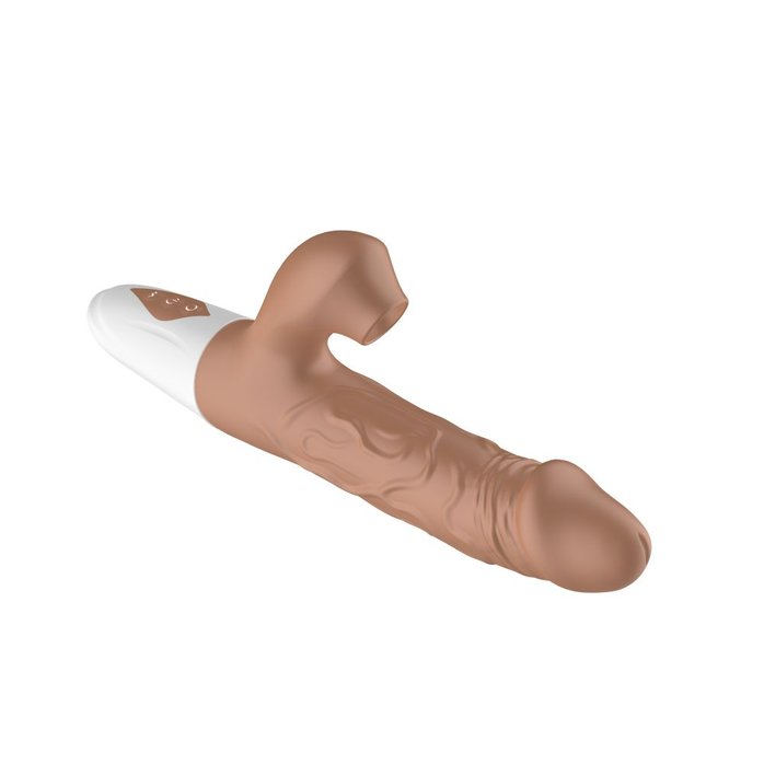 Телесный вибратор-кролик с функцией поступательных движений - 22,5 см. Фотография 4.