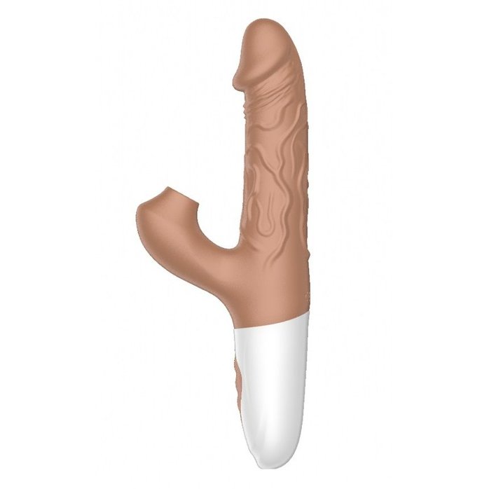 Телесный вибратор-кролик с функцией поступательных движений - 22,5 см