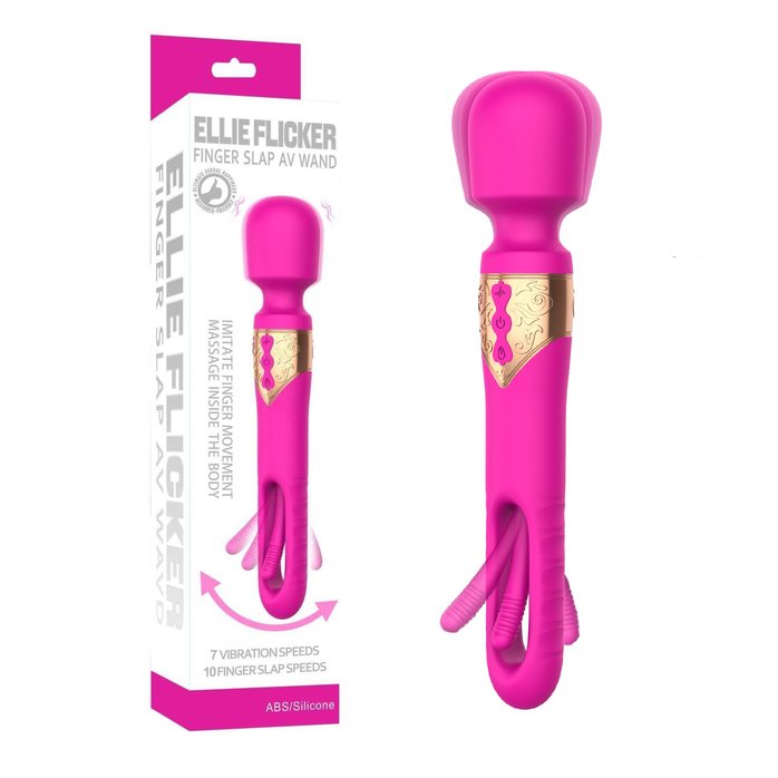 Розовый двусторонний wand-вибратор с функцией фингеринга - 26 см. Фотография 2.