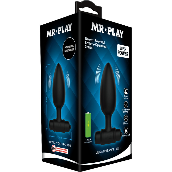 Черная анальная пробка с вибрацией - 11,5 см - Mr.Play. Фотография 9.