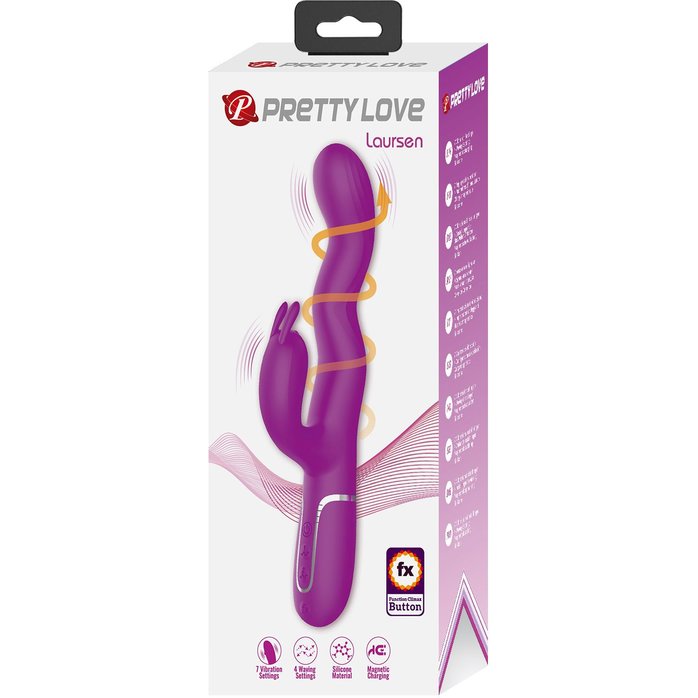 Лиловый вибратор с функцией волновой стимуляции Laursen - 24,9 см - Pretty Love. Фотография 2.