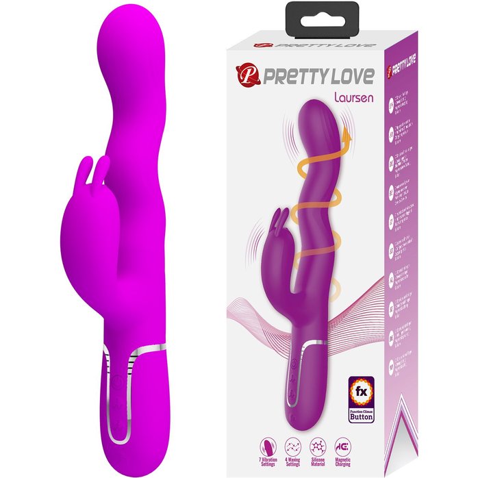 Лиловый вибратор с функцией волновой стимуляции Laursen - 24,9 см - Pretty Love. Фотография 3.
