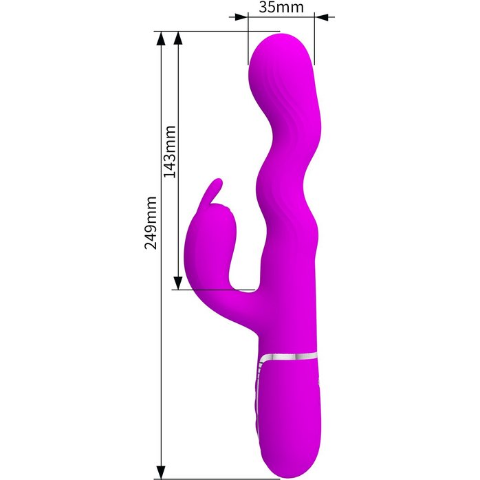 Лиловый вибратор с функцией волновой стимуляции Laursen - 24,9 см - Pretty Love. Фотография 8.