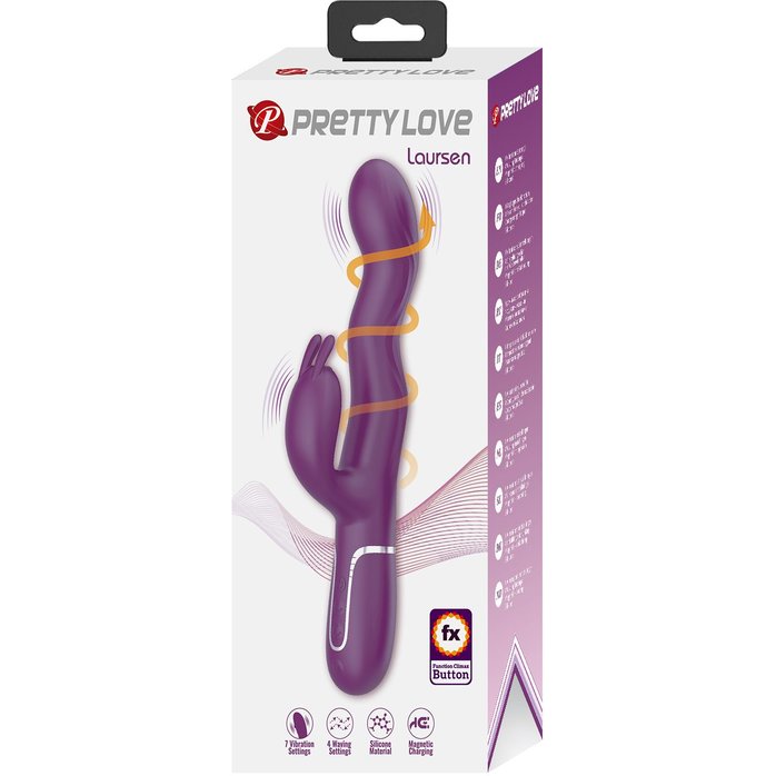 Фиолетовый вибратор с функцией волновой стимуляции Laursen - 24,9 см - Pretty Love. Фотография 2.