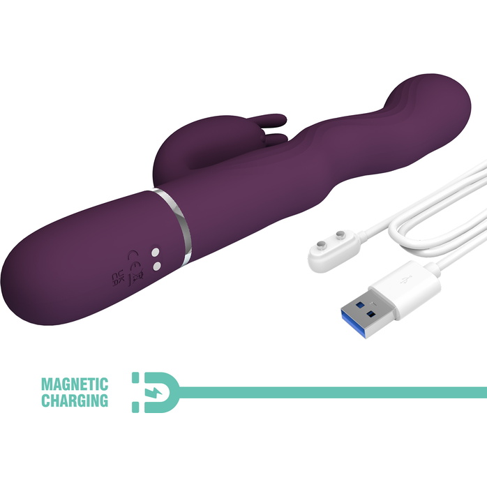 Фиолетовый вибратор с функцией волновой стимуляции Laursen - 24,9 см - Pretty Love. Фотография 10.