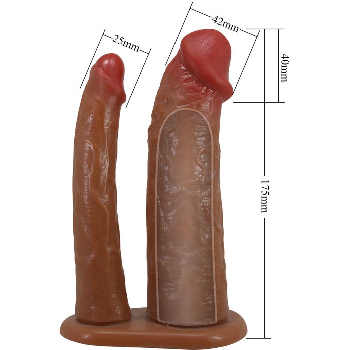 Темно-бежевый фаллопротез для двойного проникновения - 17,5 см - Pretty Love. Фотография 8.