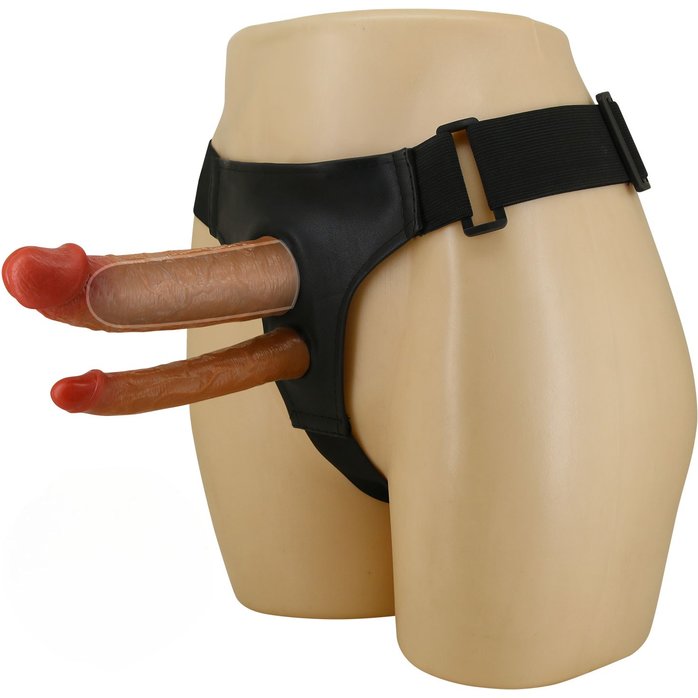 Темно-бежевый фаллопротез для двойного проникновения - 17,5 см - Pretty Love