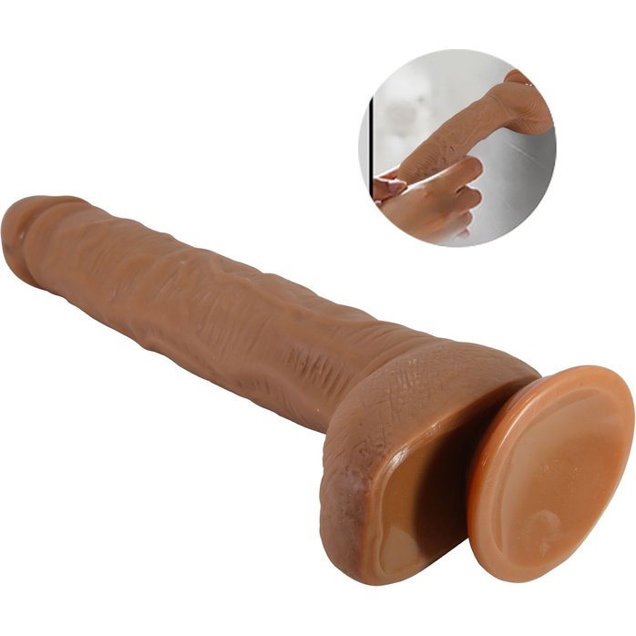 Темно-бежевый фаллоимитатор-гигант на присоске Dick - 28 см. Фотография 8.